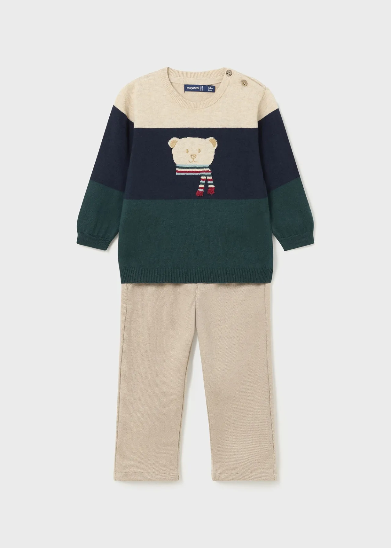 BOY Mayoral Baby Animal Sweater and Pants Set