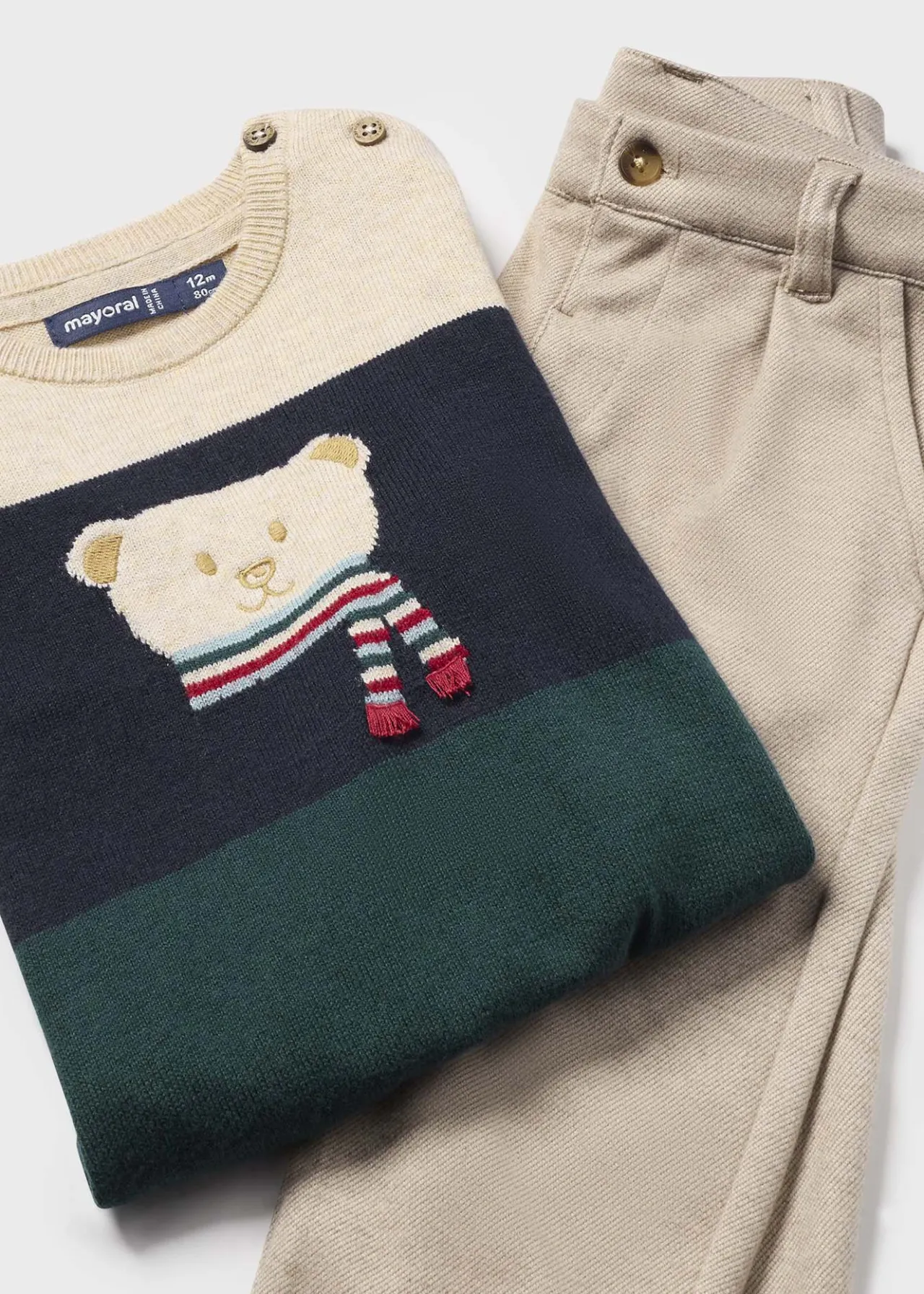 BOY Mayoral Baby Animal Sweater and Pants Set