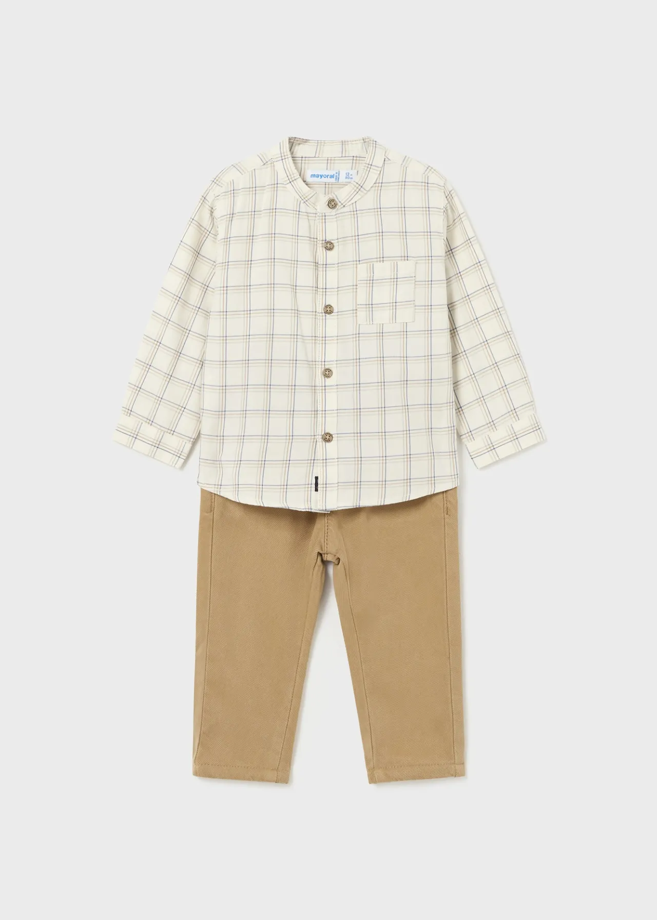 BOY Mayoral Baby Check Shirt and Pants Set