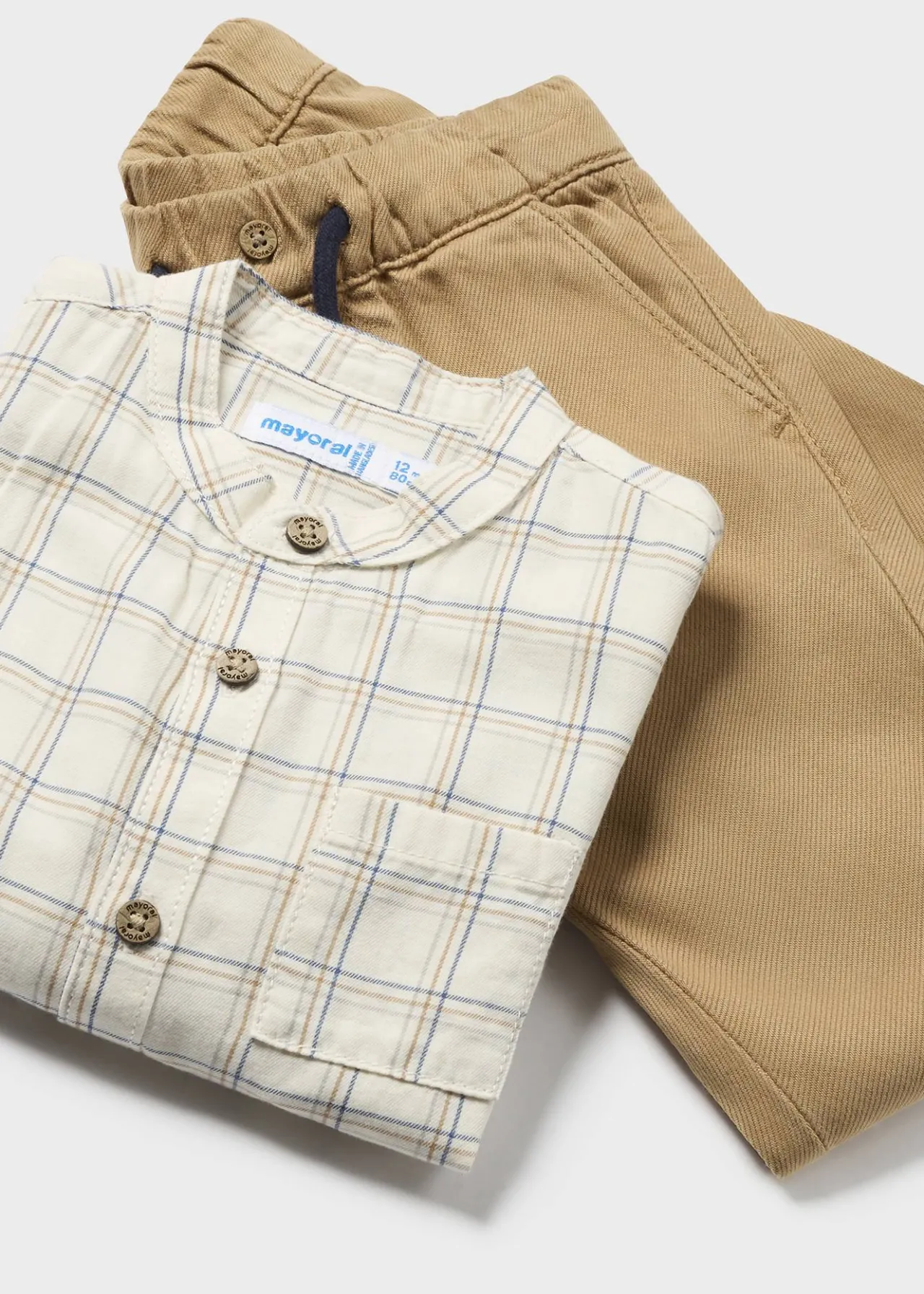 BOY Mayoral Baby Check Shirt and Pants Set