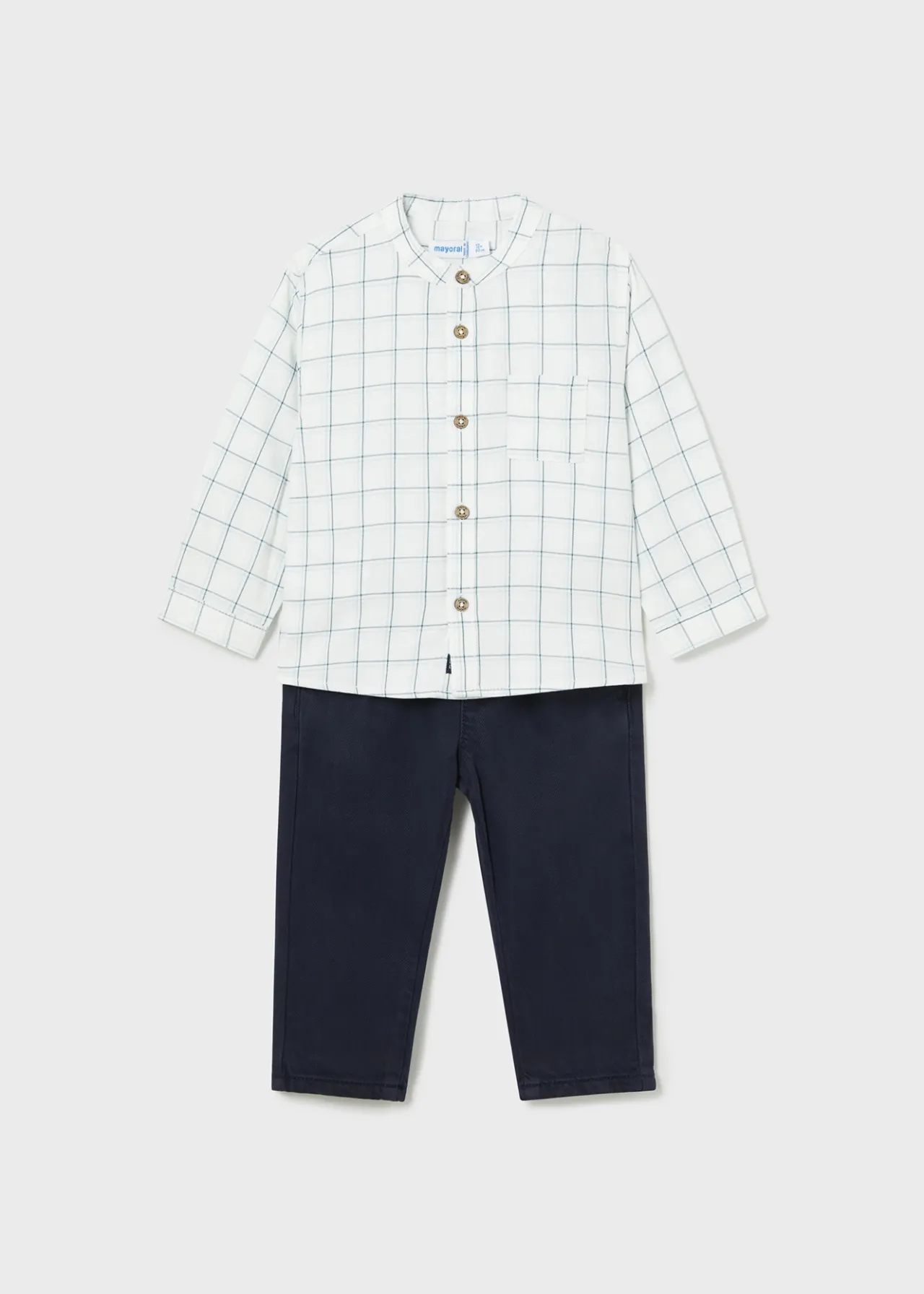 BOY Mayoral Baby Check Shirt and Pants Set