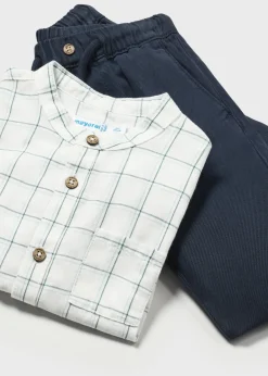 BOY Mayoral Baby Check Shirt and Pants Set