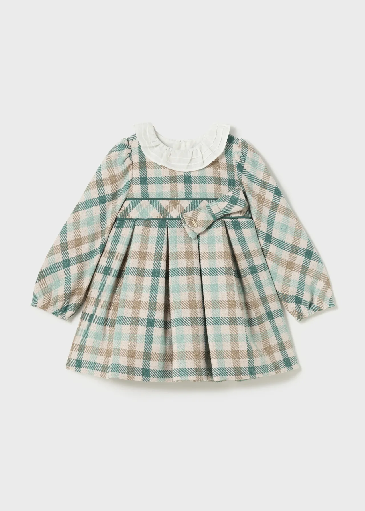 Mayoral Baby Checked Ruffle Neck Dress