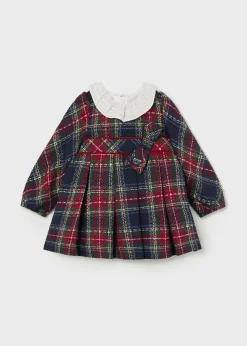 Mayoral Baby Checked Ruffle Neck Dress