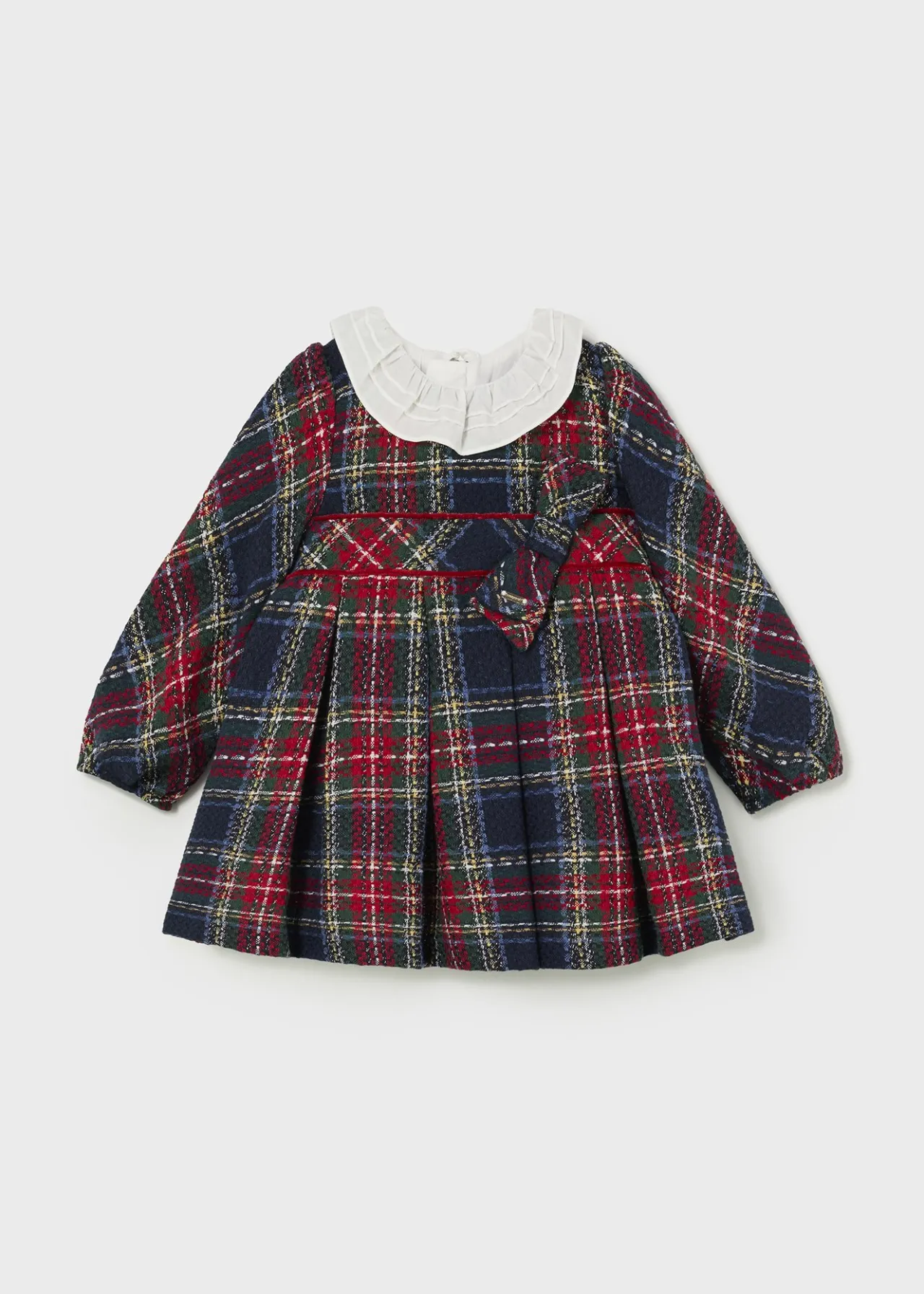 Mayoral Baby Checked Ruffle Neck Dress