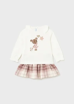 Mayoral Baby Checked Skirt and T-Shirt Set