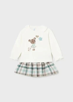 Mayoral Baby Checked Skirt and T-Shirt Set