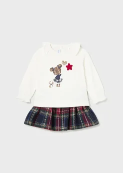 Mayoral Baby Checked Skirt and T-Shirt Set