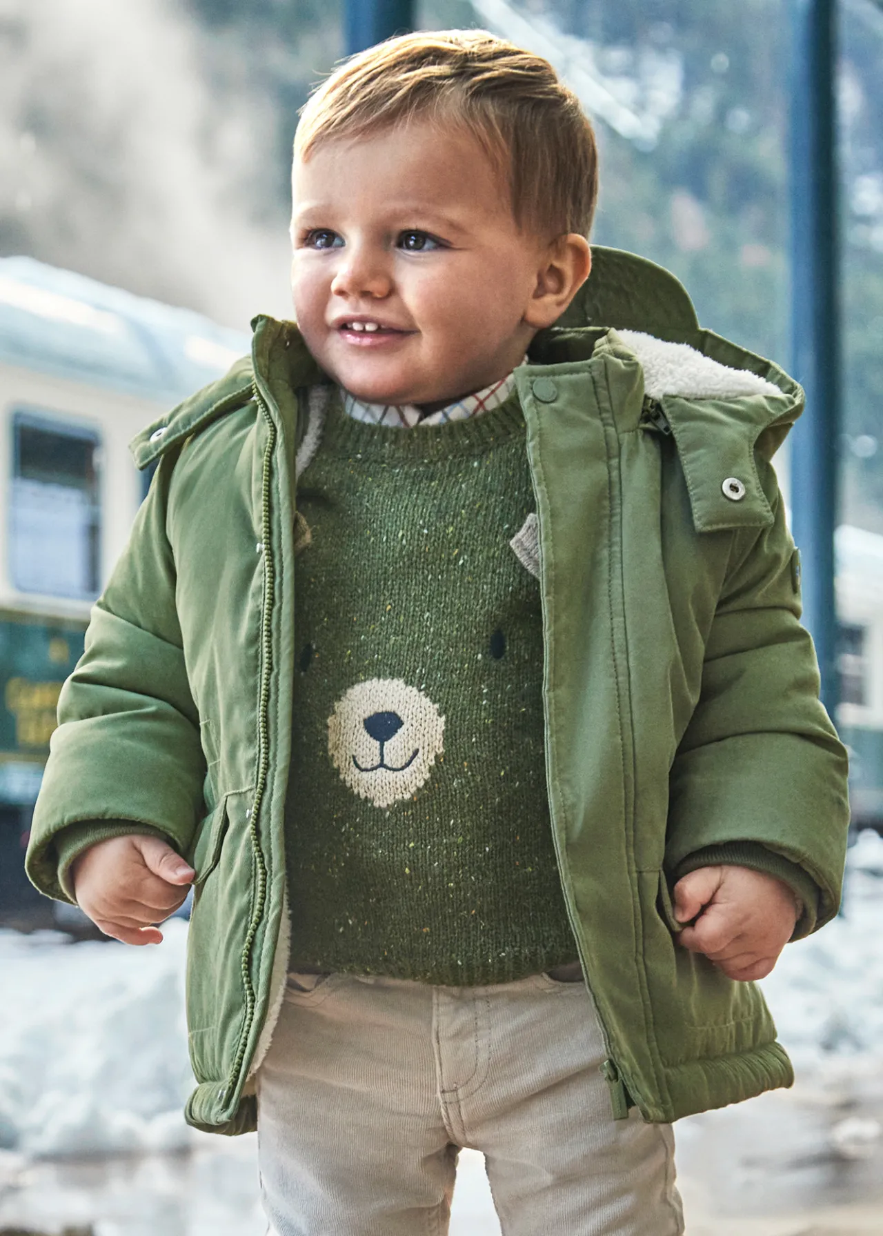 BOY Mayoral Baby Coat with Mittens