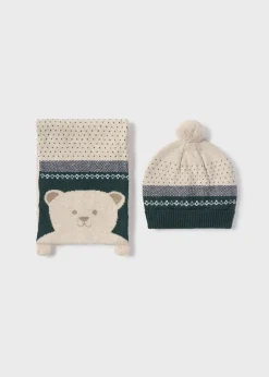 BOY Mayoral Baby Hat and Teddy Scarf Set