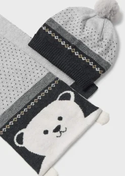 BOY Mayoral Baby Hat and Teddy Scarf Set