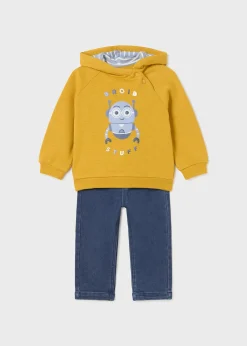 BOY Mayoral Baby Jeans with Hoodie Set