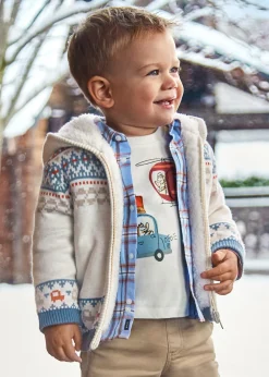 BOY Mayoral Baby Lined Knit Zip Cardigan