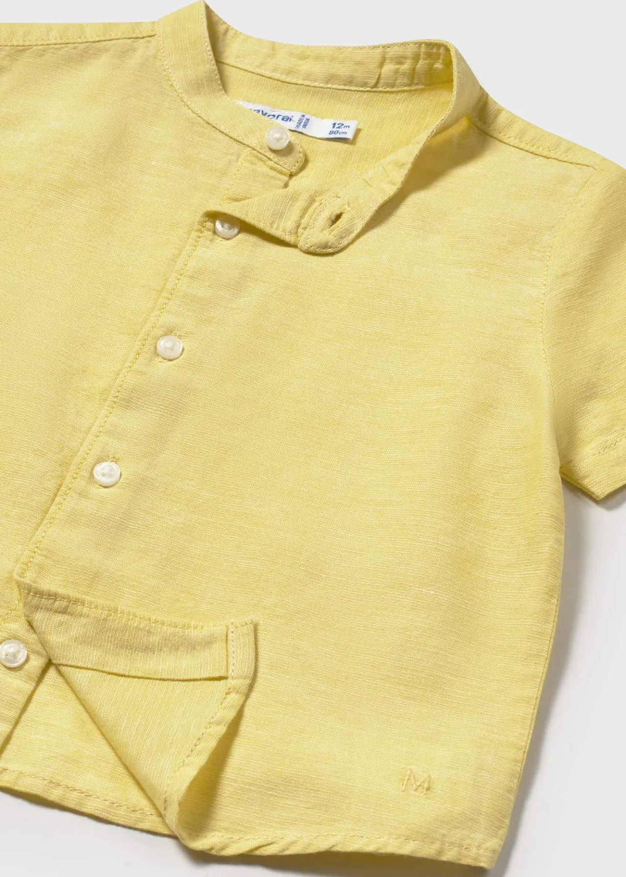 BOY Mayoral Baby Linen Shirt Mandarin Collar