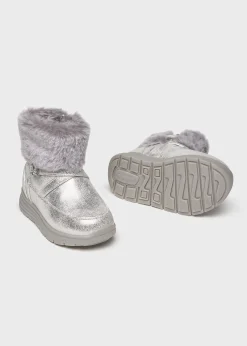 Mayoral Baby Metallic Fur Ankle Boots