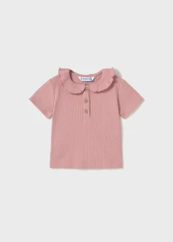 Mayoral Baby Ribbed Polo with Ruffle Collar
