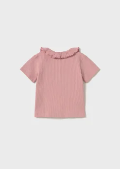 Mayoral Baby Ribbed Polo with Ruffle Collar