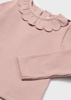 Mayoral Baby Ribbed Ruffle Neck T-Shirt
