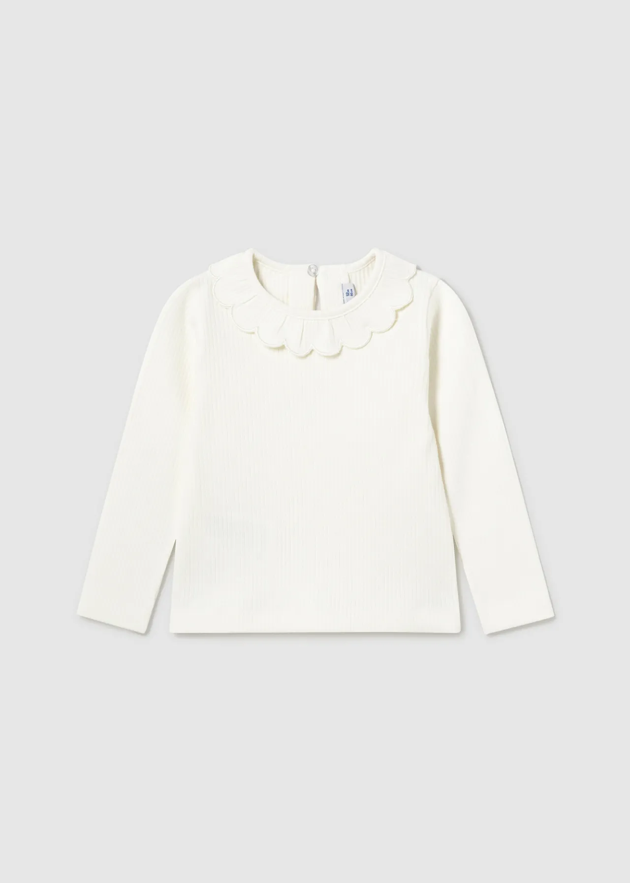 Mayoral Baby Ribbed Ruffle Neck T-Shirt