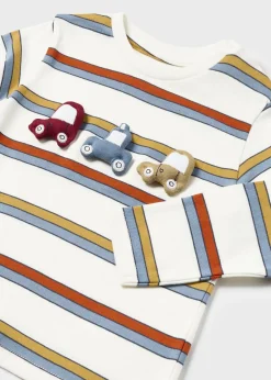 BOY Mayoral Baby Striped Car T-Shirt