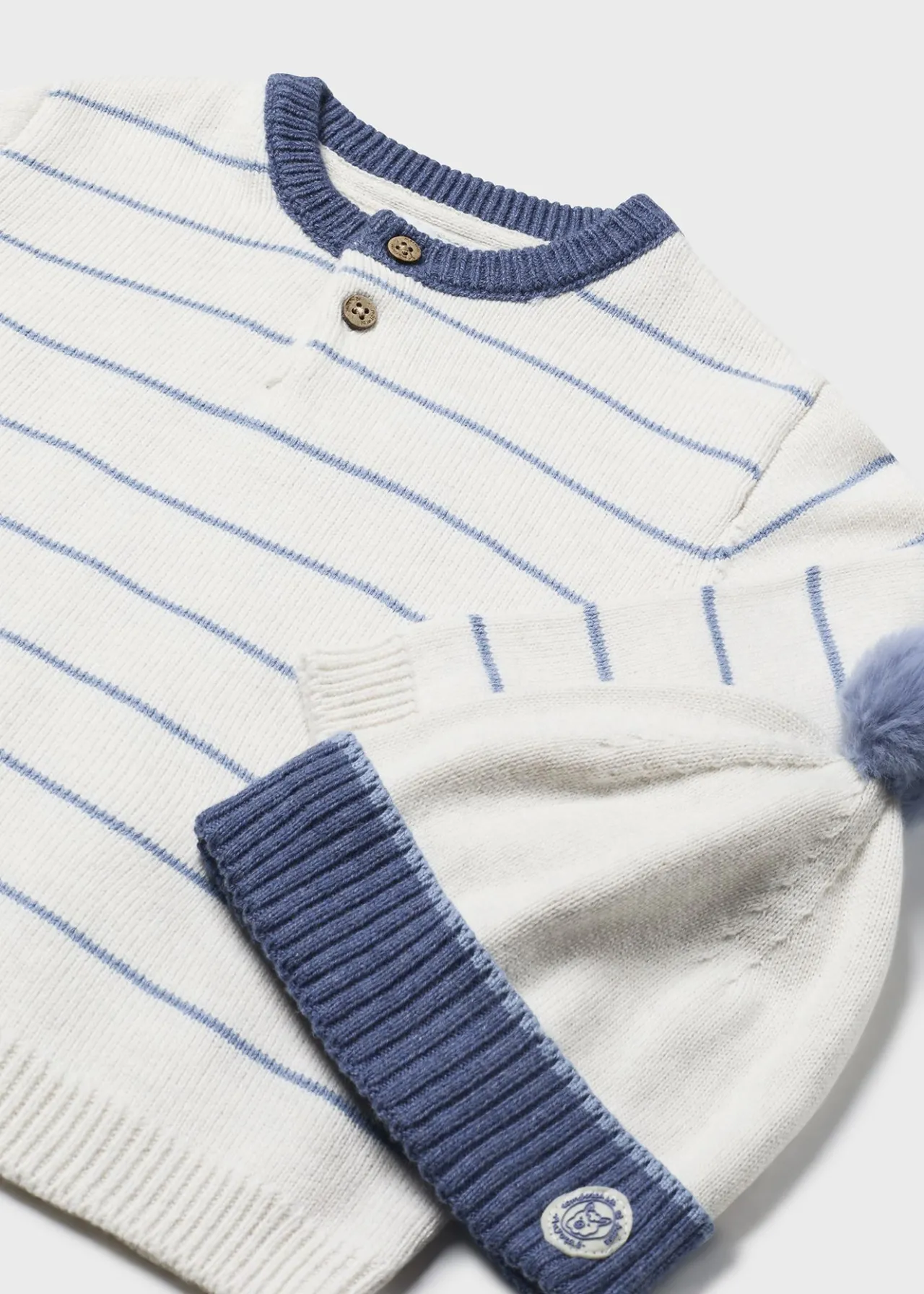 BOY Mayoral Baby Striped Sweater with Hat