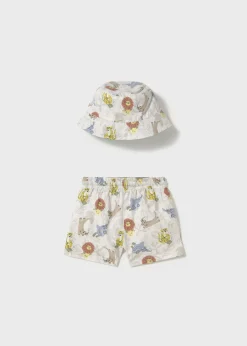 BOY Mayoral Baby Swim Trunks and Reversible Hat Set with Sun Protection