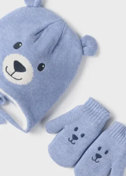 BOY Mayoral Baby Teddy Hat and Mittens Set
