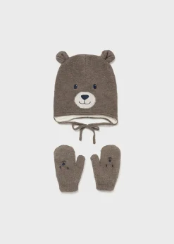 BOY Mayoral Baby Teddy Hat and Mittens Set