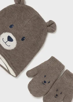 BOY Mayoral Baby Teddy Hat and Mittens Set