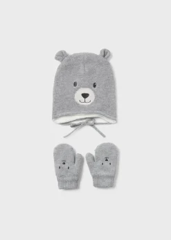 BOY Mayoral Baby Teddy Hat and Mittens Set