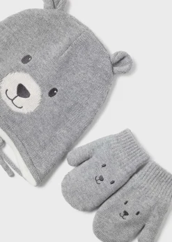 BOY Mayoral Baby Teddy Hat and Mittens Set