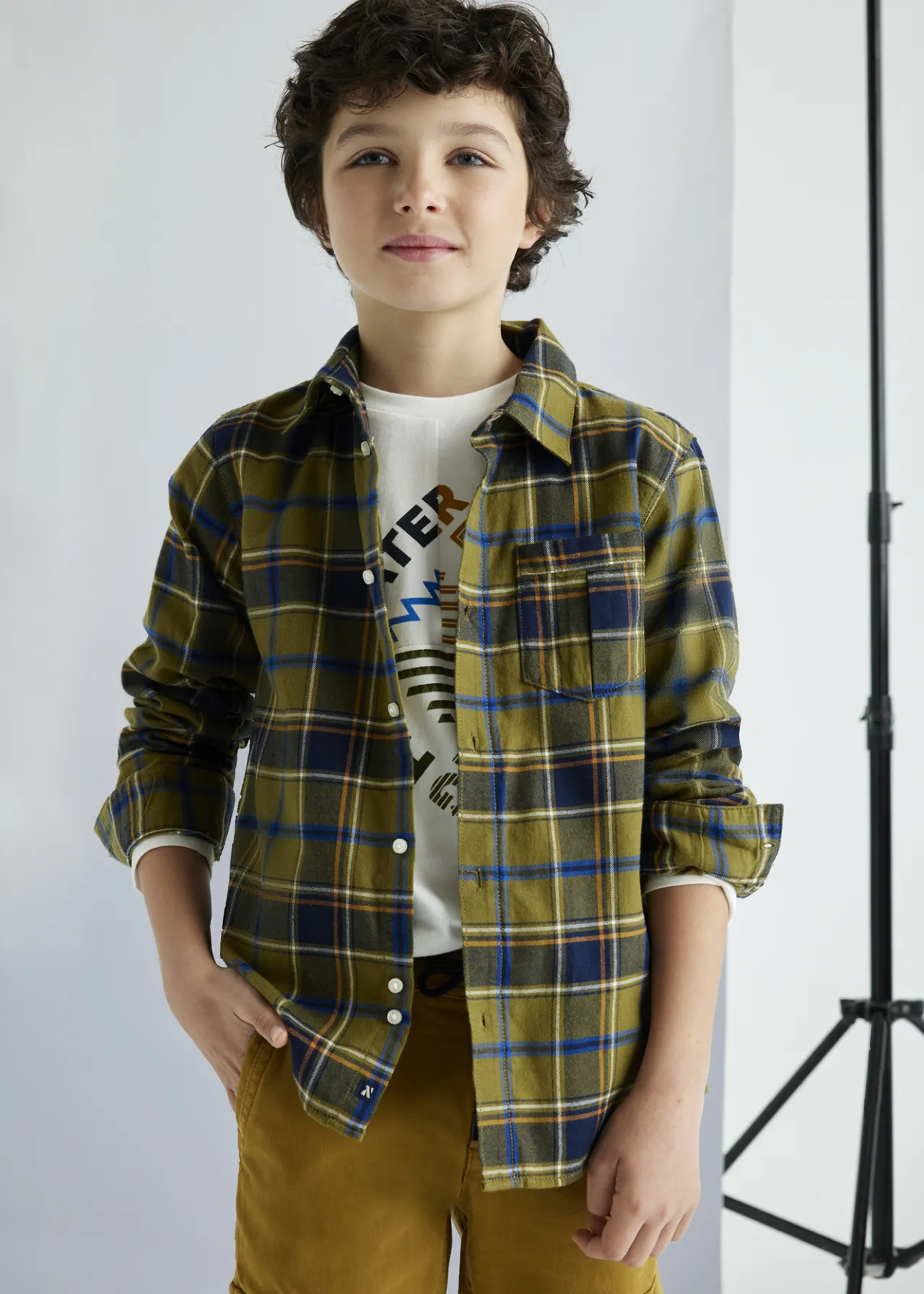 BOY Mayoral Boy Flannel Plaid Shirt