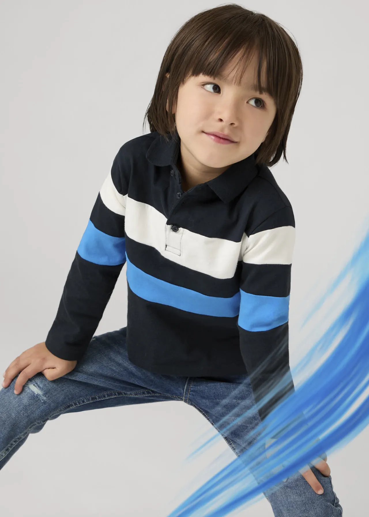 BOY Mayoral Boy Striped Polo Shirt