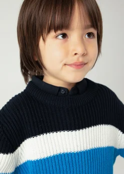 BOY Mayoral Boy Striped Ribbed Sweater