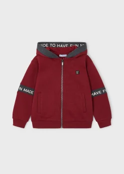 BOY Mayoral Boy Text Stripe Zip Hoodie