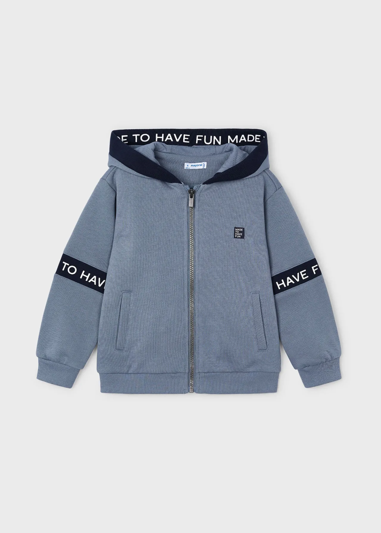 BOY Mayoral Boy Text Stripe Zip Hoodie