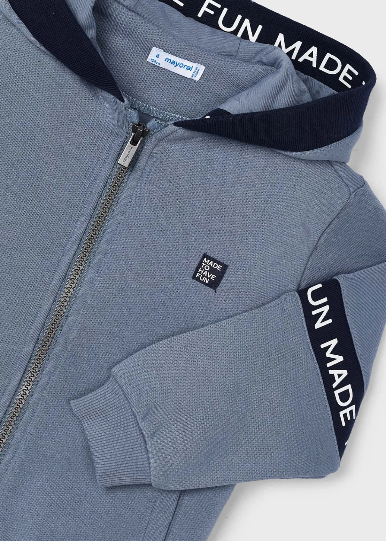 BOY Mayoral Boy Text Stripe Zip Hoodie
