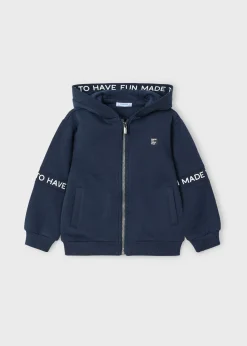 BOY Mayoral Boy Text Stripe Zip Hoodie