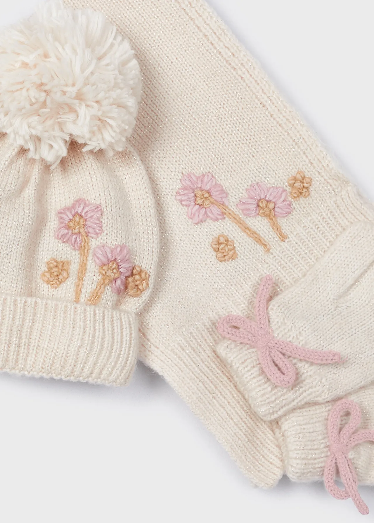 Mayoral Girl 3 Piece Floral Hat and Scarf Set