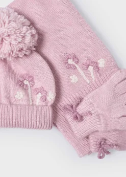Mayoral Girl 3 Piece Floral Hat and Scarf Set