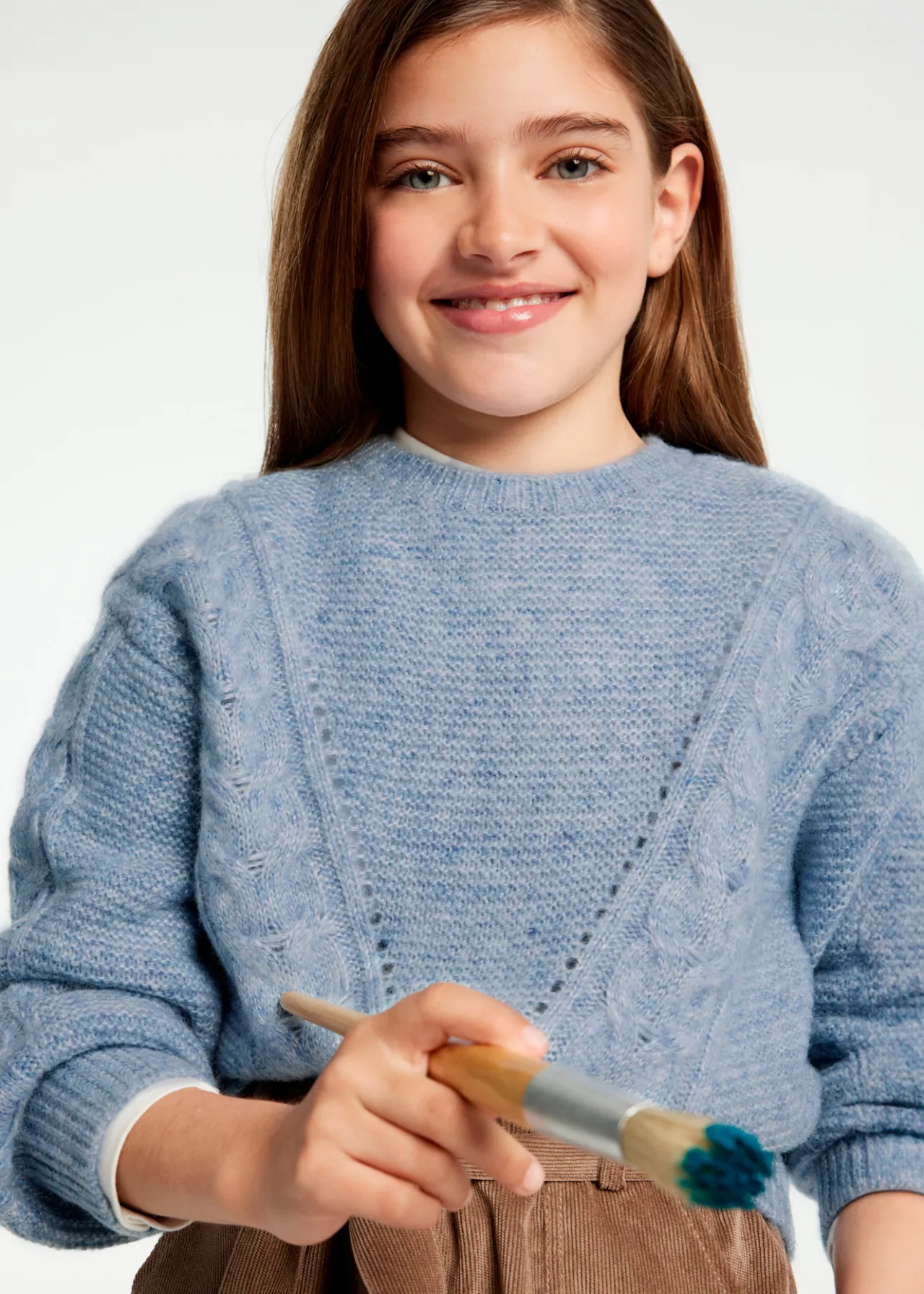 Mayoral Girl Braided Sweater