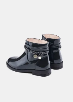 Mayoral Girl Chain Patent Leather Ankle Boots