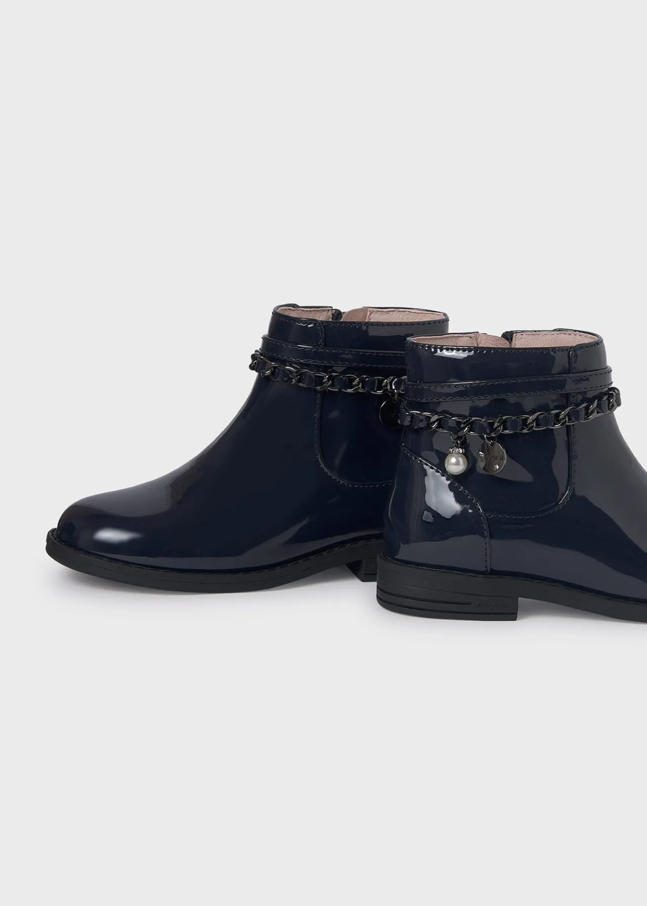 Mayoral Girl Chain Patent Leather Ankle Boots