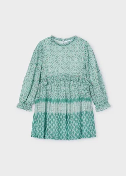 Mayoral Girl Chiffon Print Pleated Dress