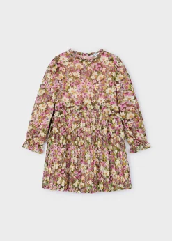 Mayoral Girl Chiffon Print Pleated Dress