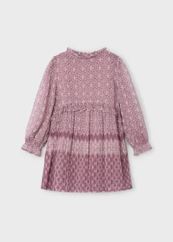 Mayoral Girl Chiffon Print Pleated Dress