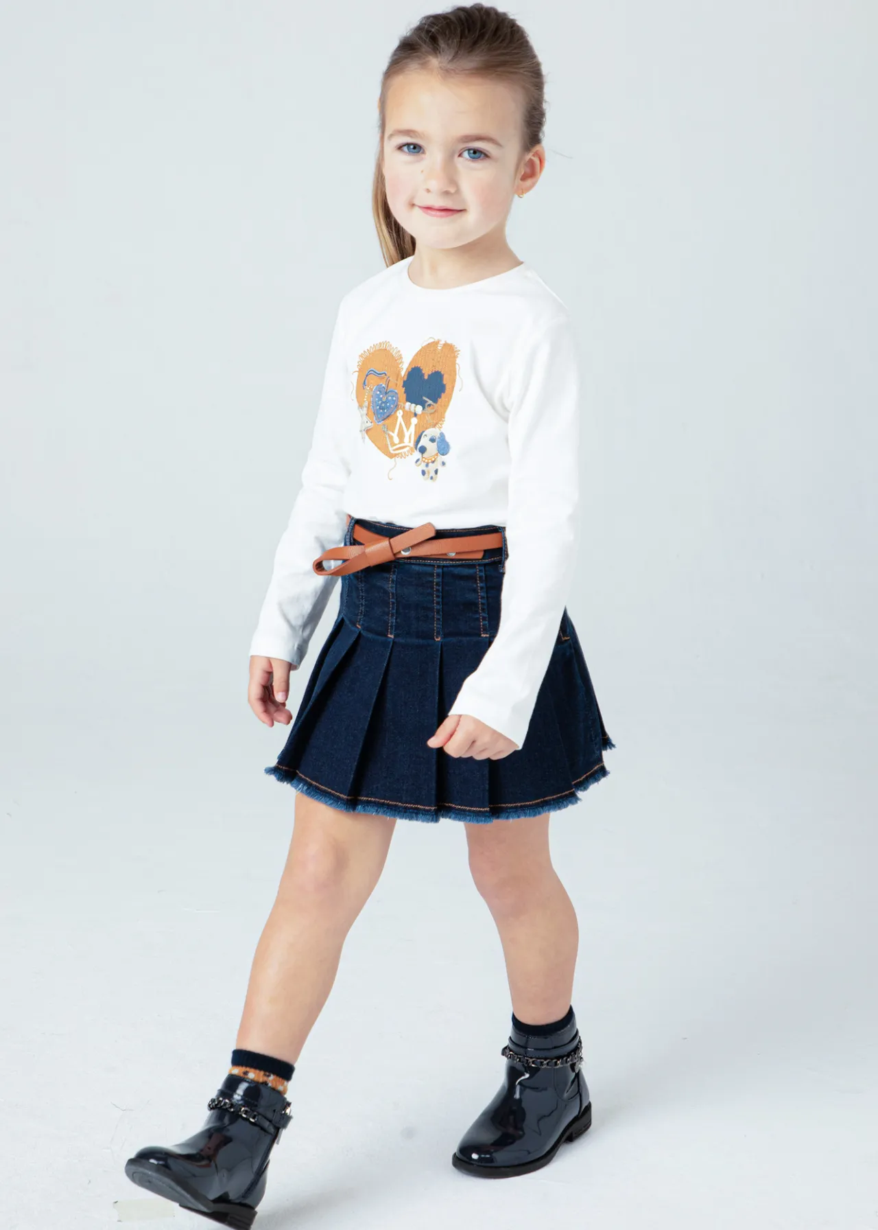 Mayoral Girl Denim Skirt with Belt