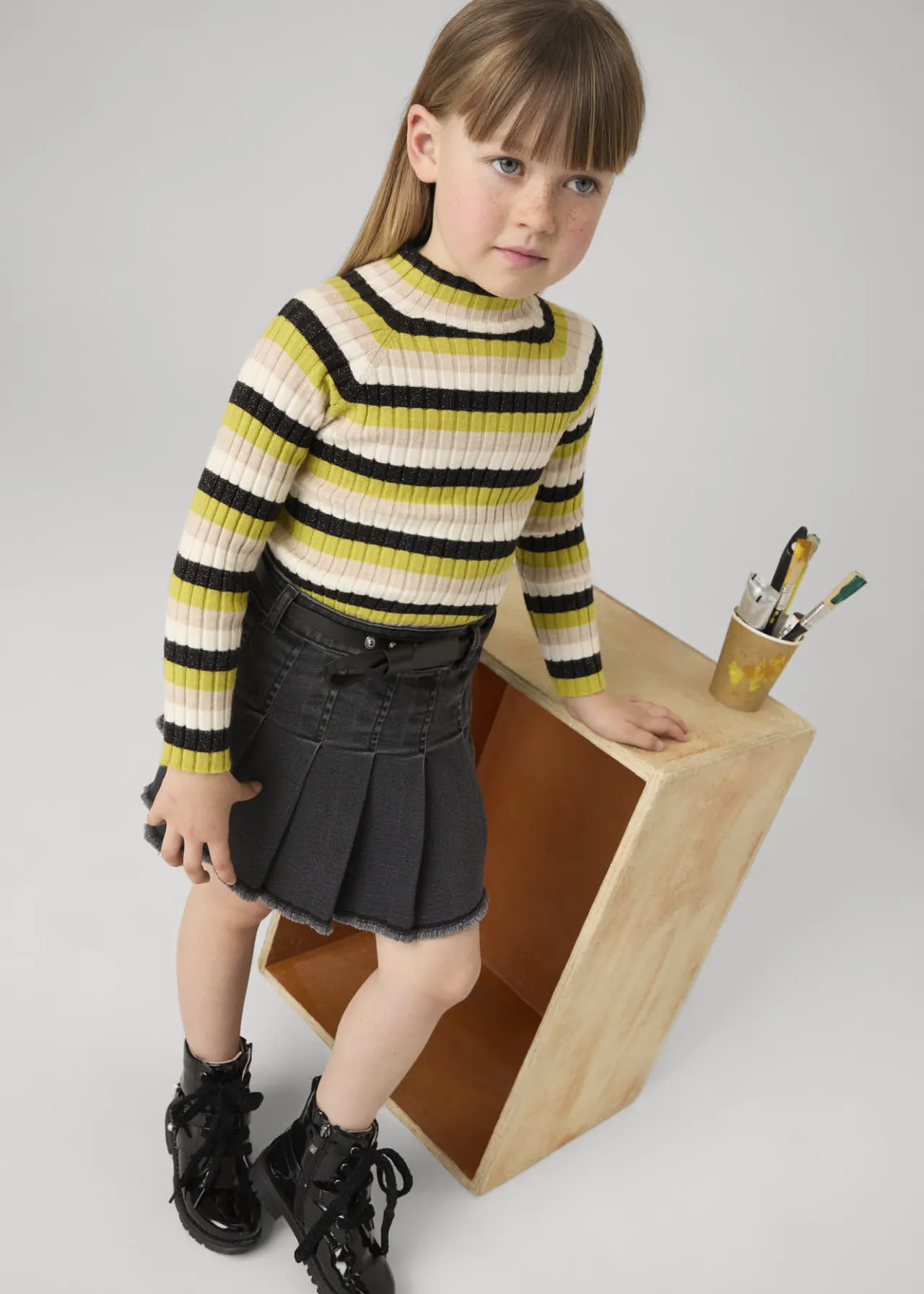 Mayoral Girl Denim Skirt with Belt