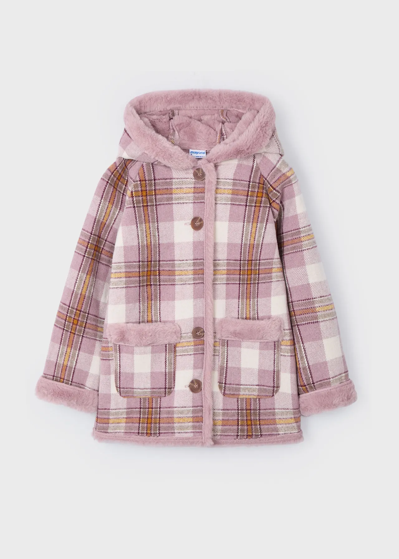 Mayoral Girl Double Face Plaid Coat