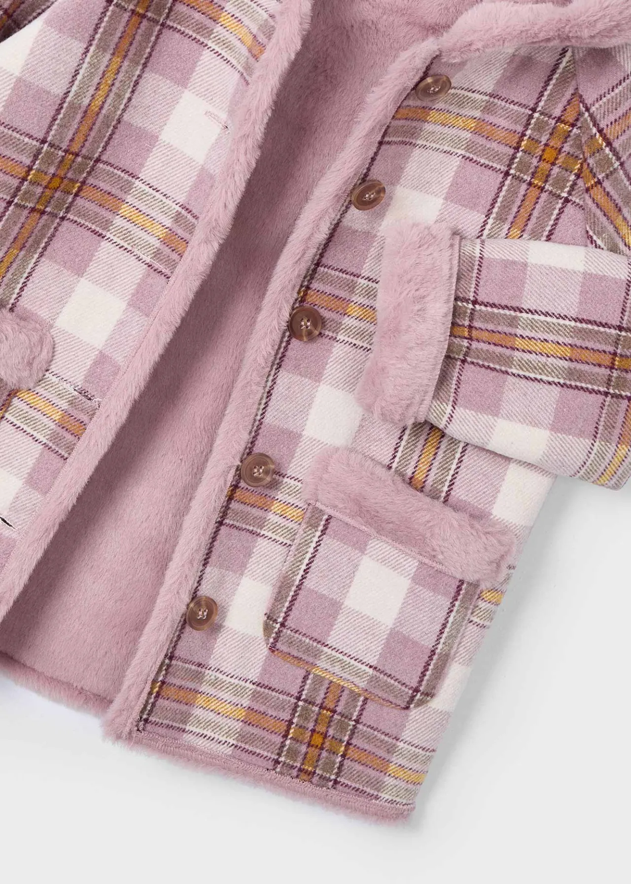 Mayoral Girl Double Face Plaid Coat